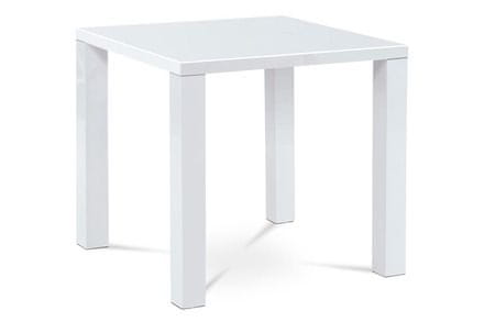 Autronic Moderný jedálenský stôl Jídelní stůl 80x80x76 cm, vysoký lesk bílý (AT-3005 WT) (2xKarton)